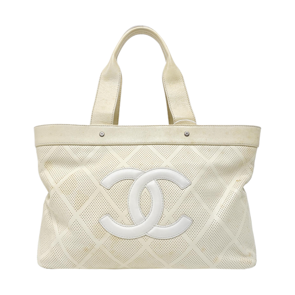 Quilted Lambskin Tote Bag White