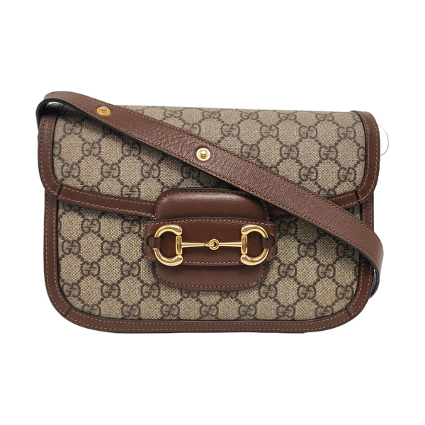 Horsebit 1955 Medium Monogram Coated Canvas Beige