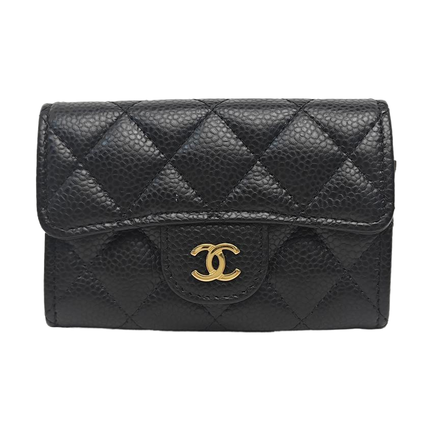 CLASSIC FLAP Quilted Grained Calfskin Black Card Holder