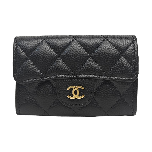 CLASSIC FLAP Quilted Grained Calfskin Black Card Holder