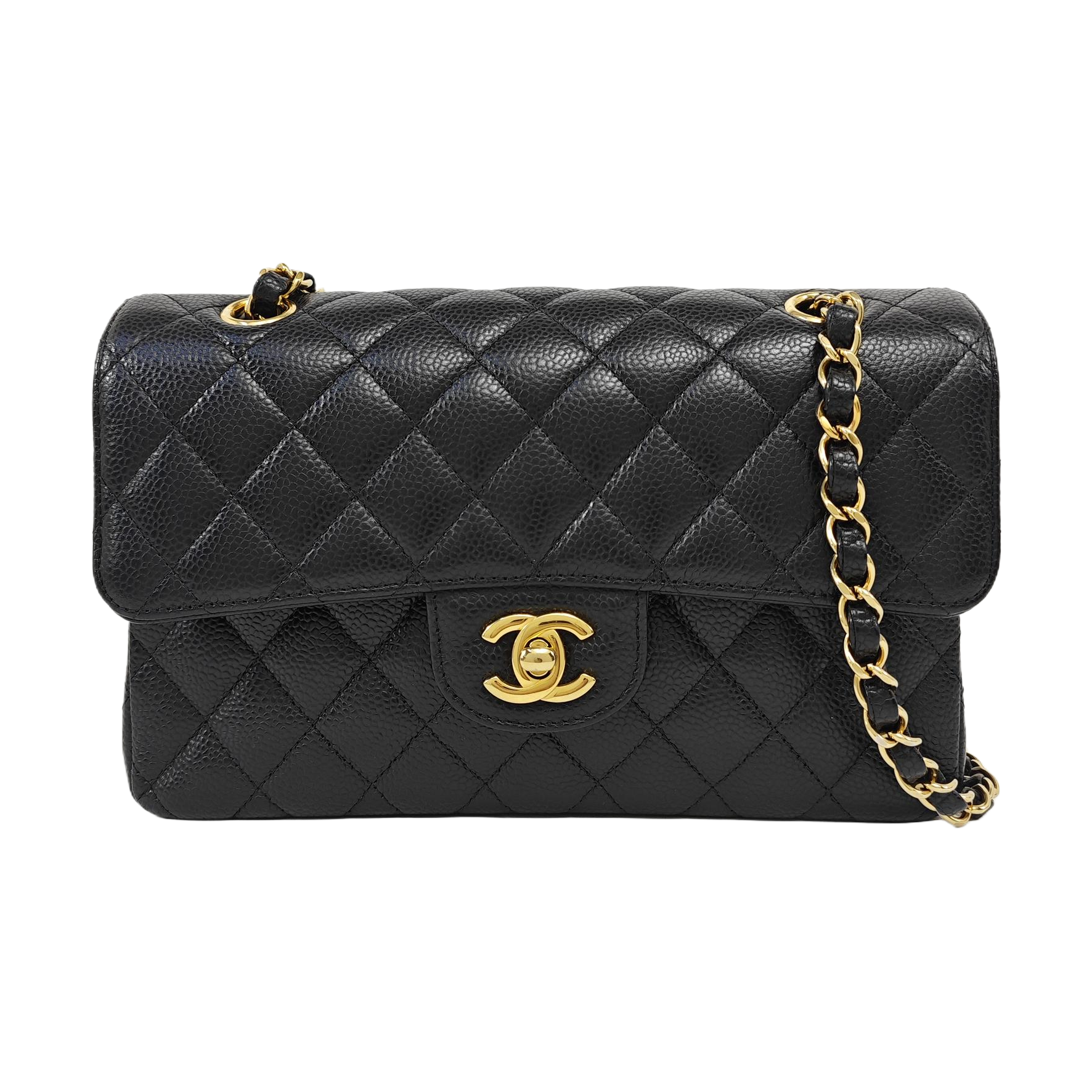 CLASSIC FLAP Small Quilted Grained Calfskin Black