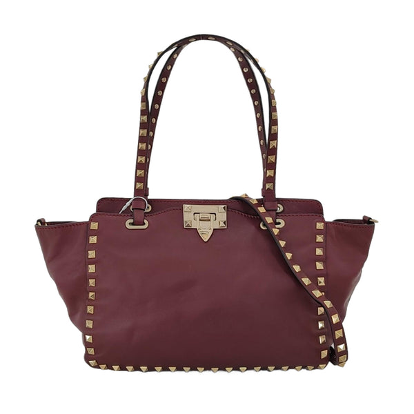 Rockstud Small Calfskin Red