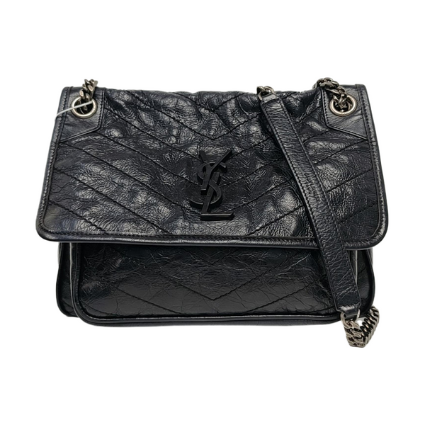 NIKI Medium Chevron Calfskin Black