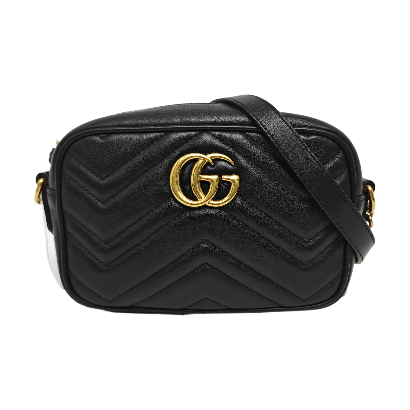 Authenticated pre-owned  GG Marmont Mini Quilted Calfskin Black - Shoulder Bag at Looply