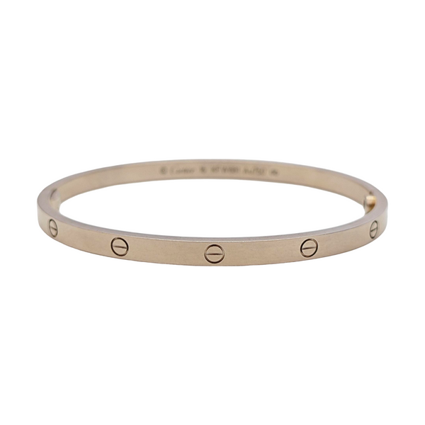 LOVE 18k White Gold Silver Bangle
