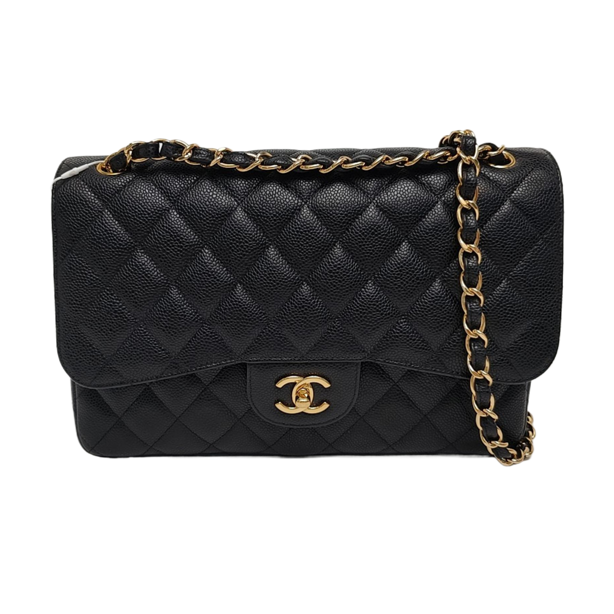 CLASSIC FLAP Jumbo Quilted Grained Calfskin Black