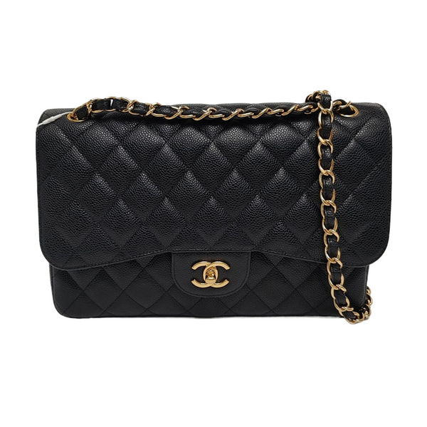 CLASSIC FLAP Jumbo Quilted Grained Calfskin Black
