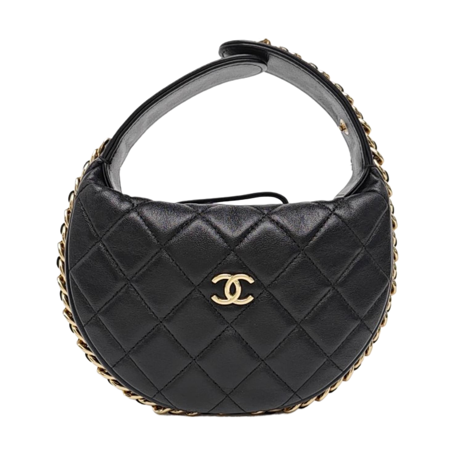 Quilted Lambskin Top Handle Bag Mini Black