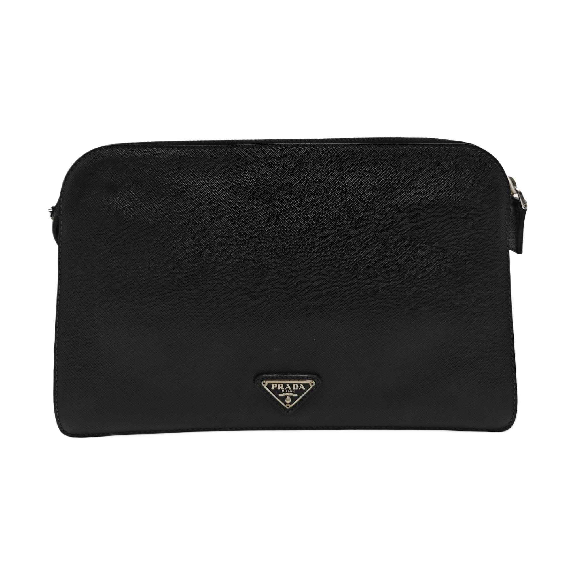 Saffiano Calfskin Clutch Black