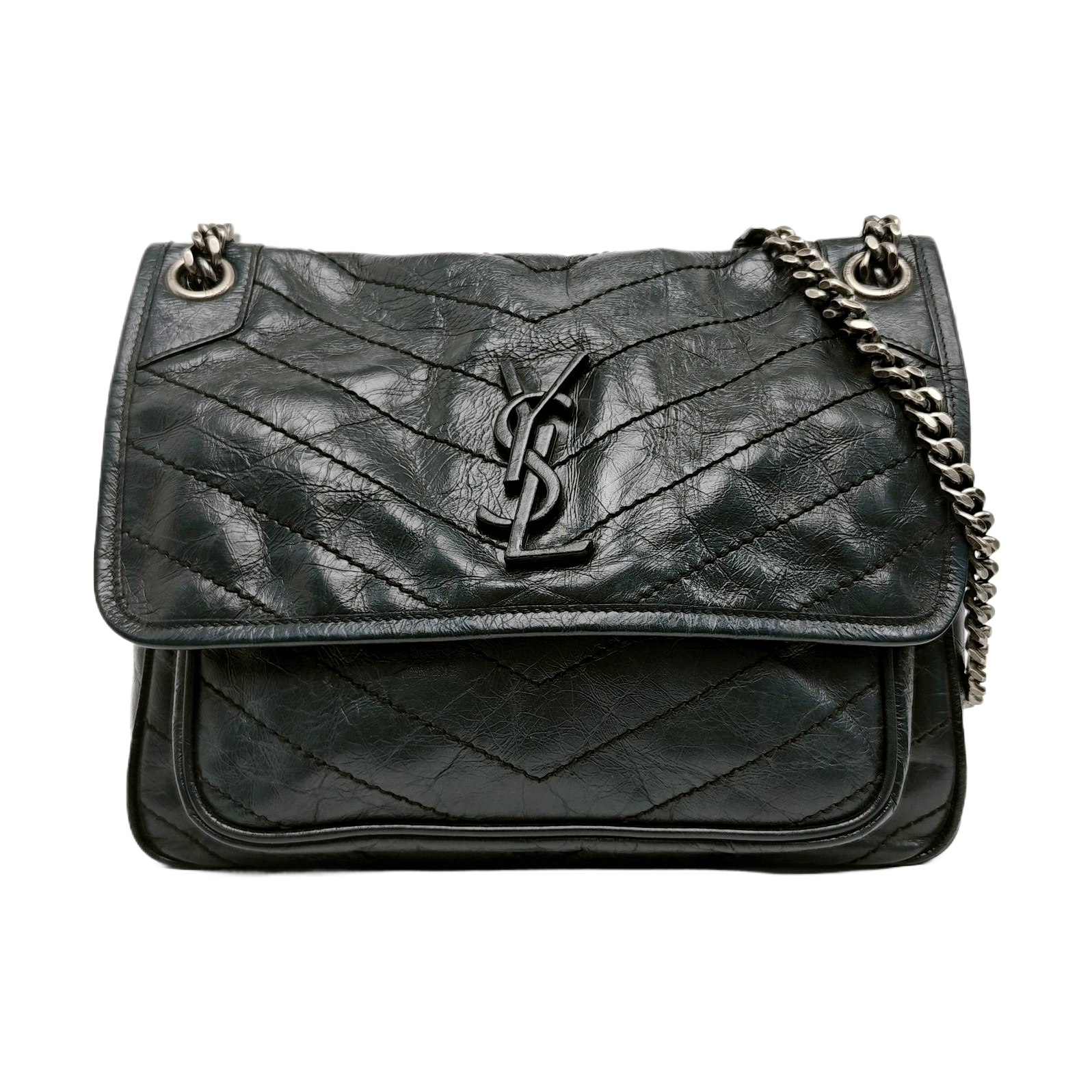 NIKI Medium Chevron Calfskin Green