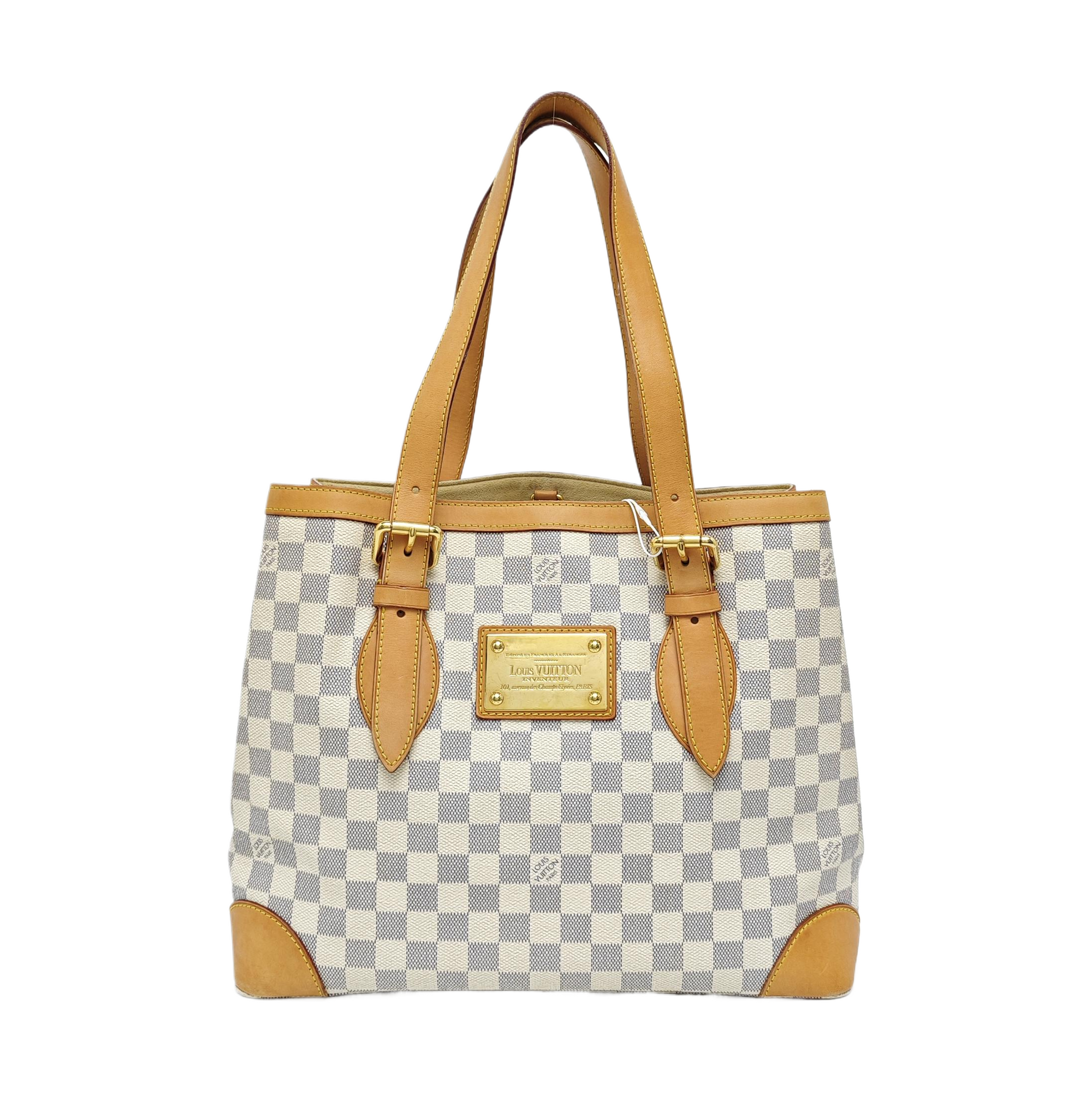 HAMPSTEAD MM Damier Azur Coated Canvas White