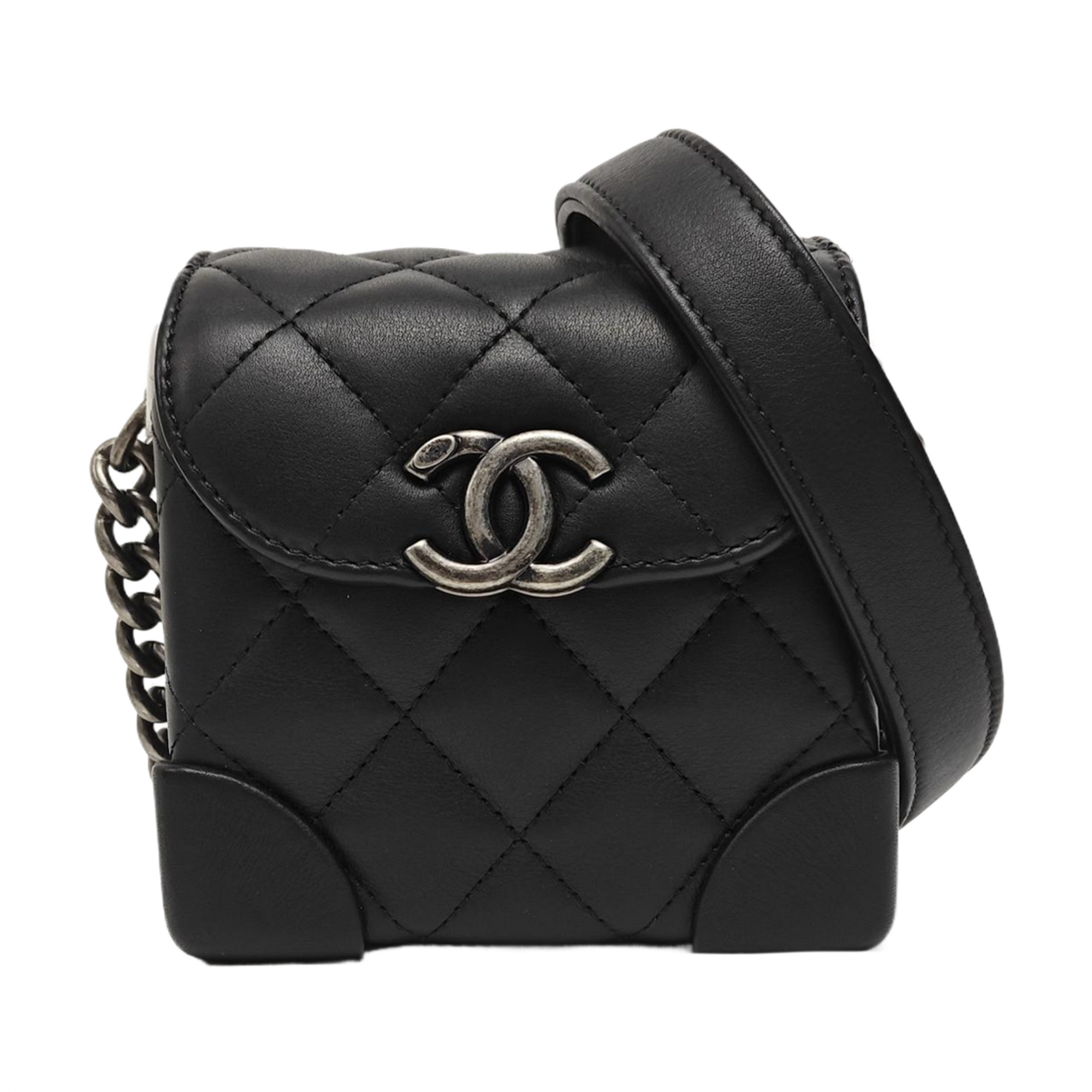 Quilted Calfskin Shoulder Bag Black