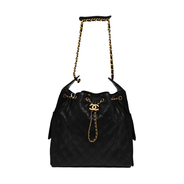 CHANEL 25 Medium Quilted Grained Calfskin Black