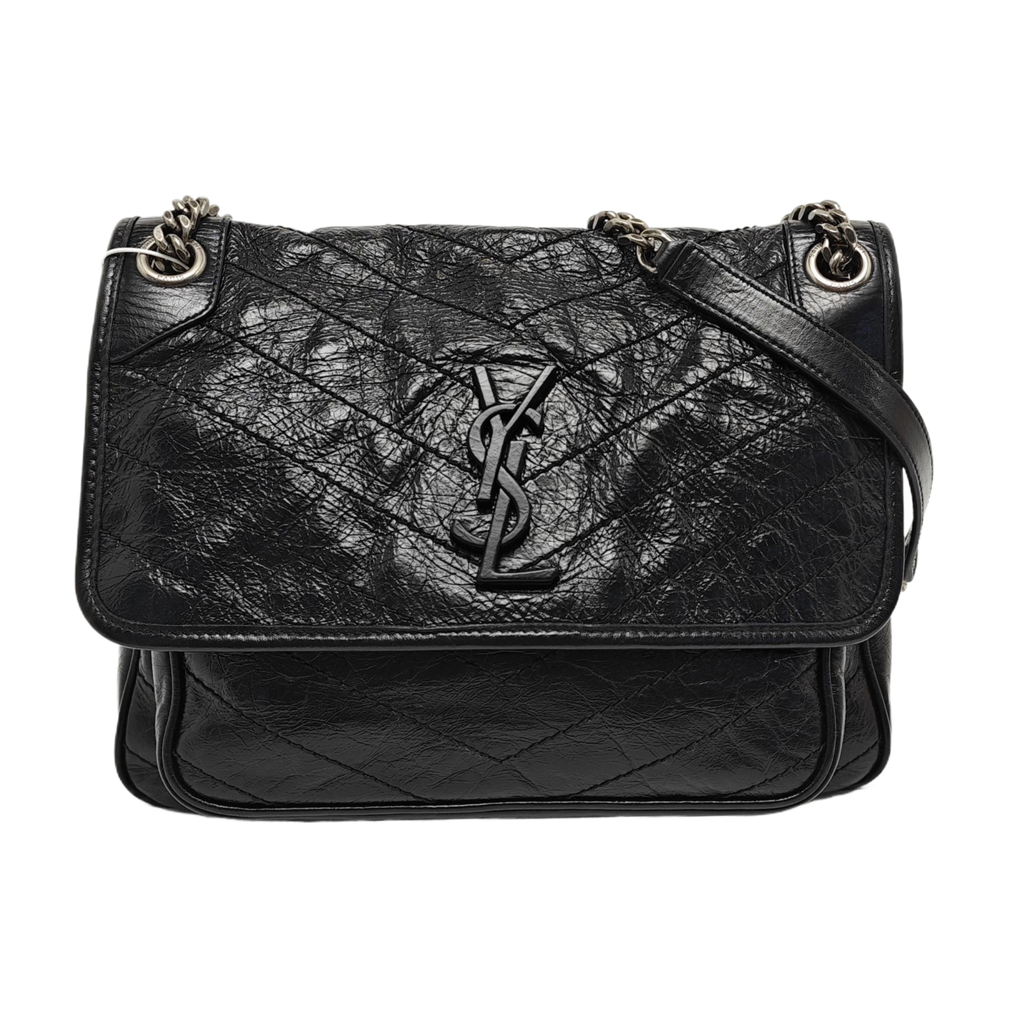 NIKI Medium Chevron Calfskin Black