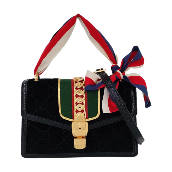 Sylvie Small Monogram Velvet Black