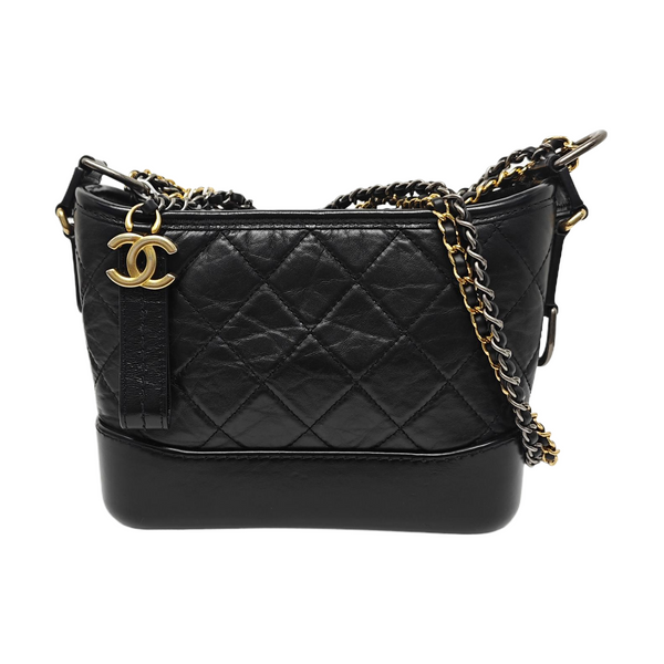 GABRIELLE Small Quilted Vintage Calf Black