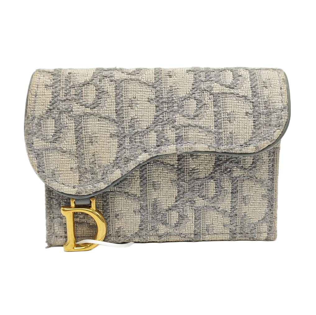 Saddle Mini Oblique Fabric Gray Card Holder