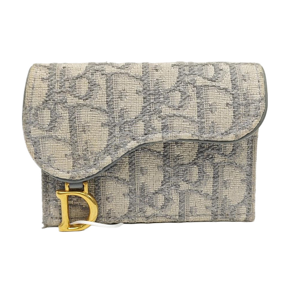 Saddle Mini Oblique Fabric Gray Card Holder