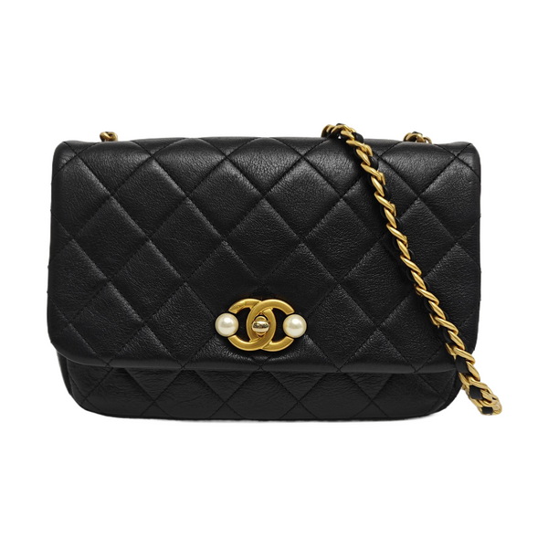 Quilted Calfskin Shoulder Bag Black