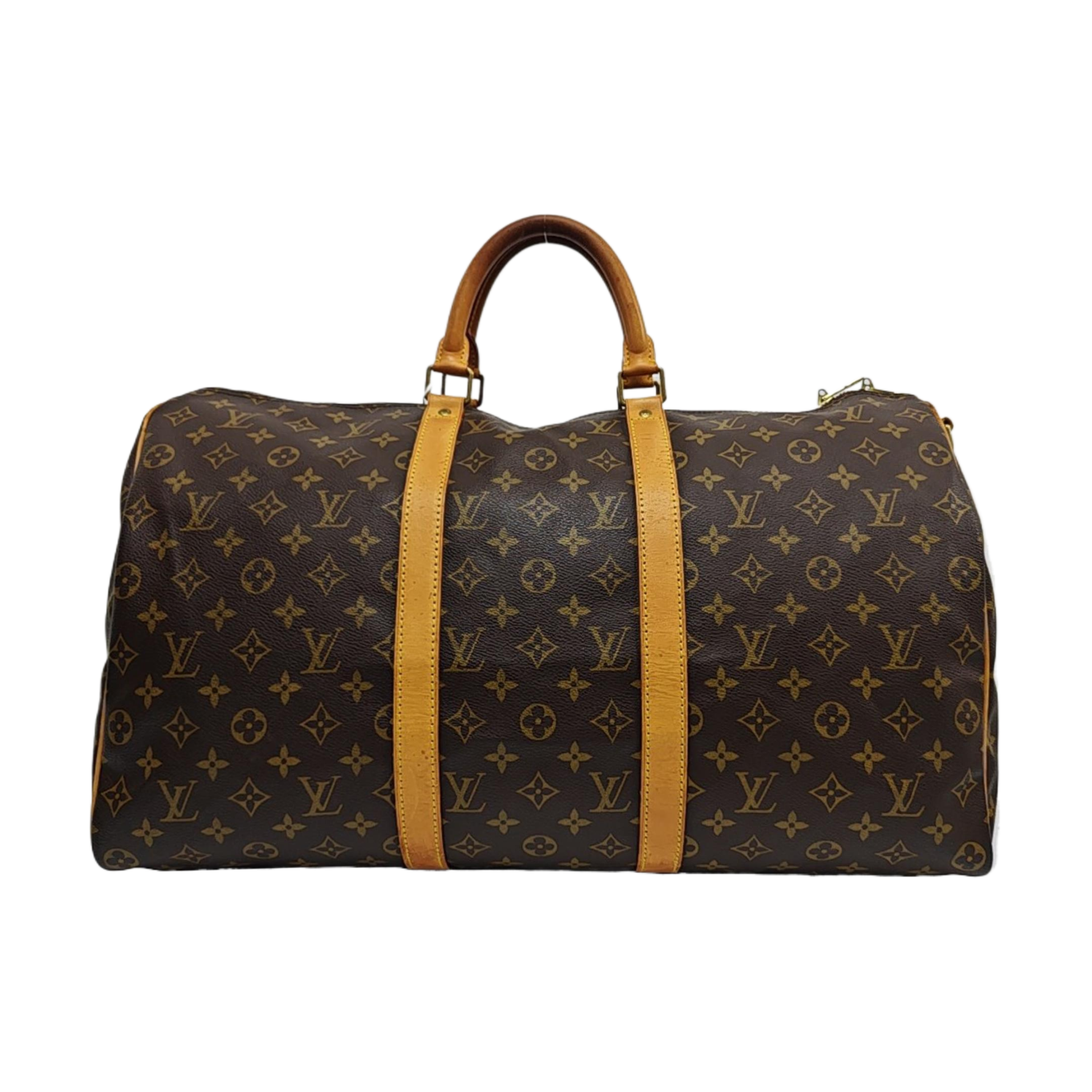 KEEPALL 50 Monogram Coated Canvas Brown