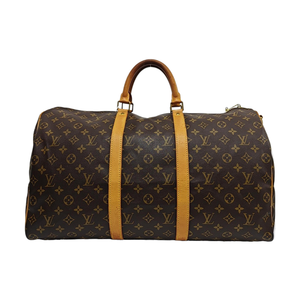KEEPALL 50 Monogram Coated Canvas Brown