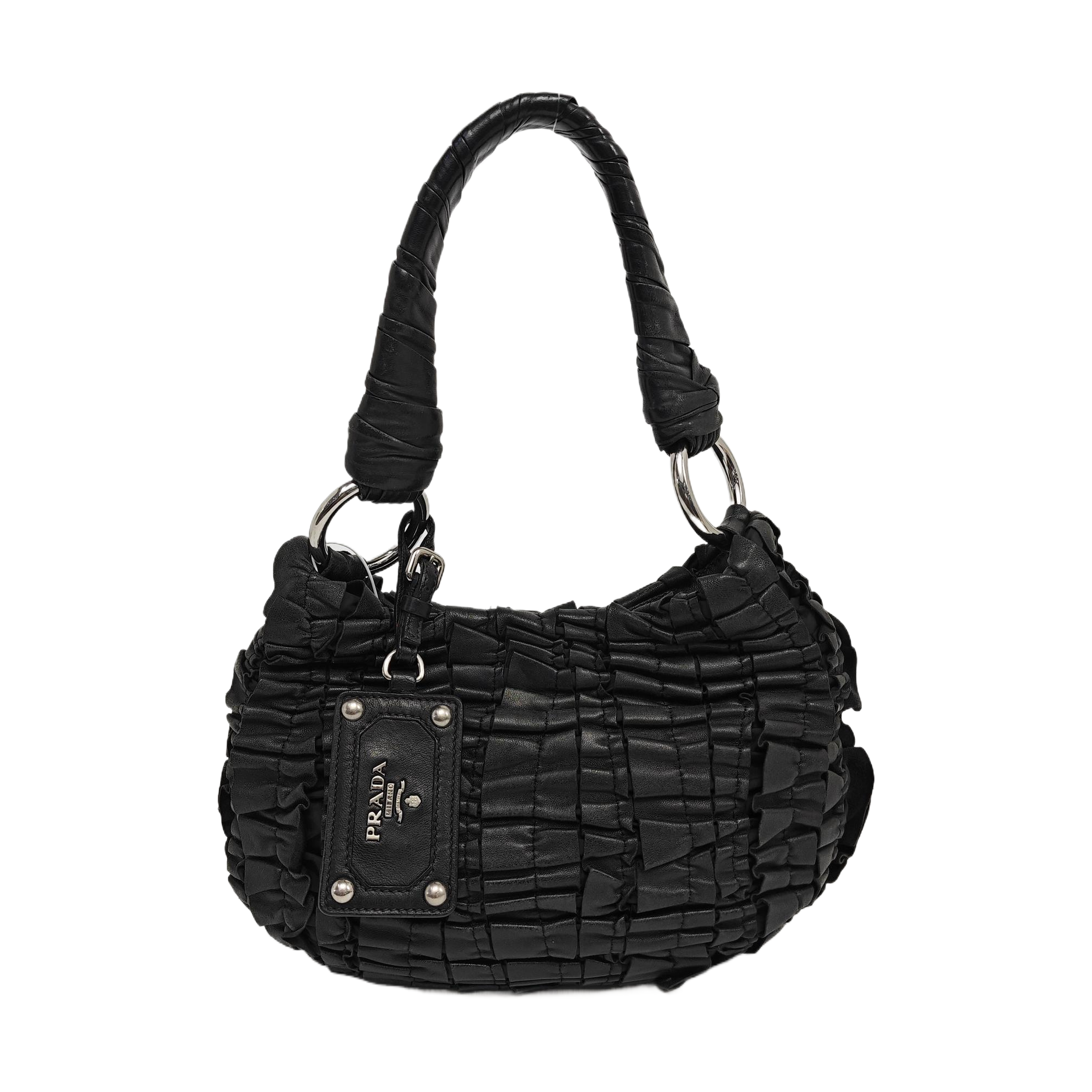 Quilted Calfskin Top Handle Bag Black