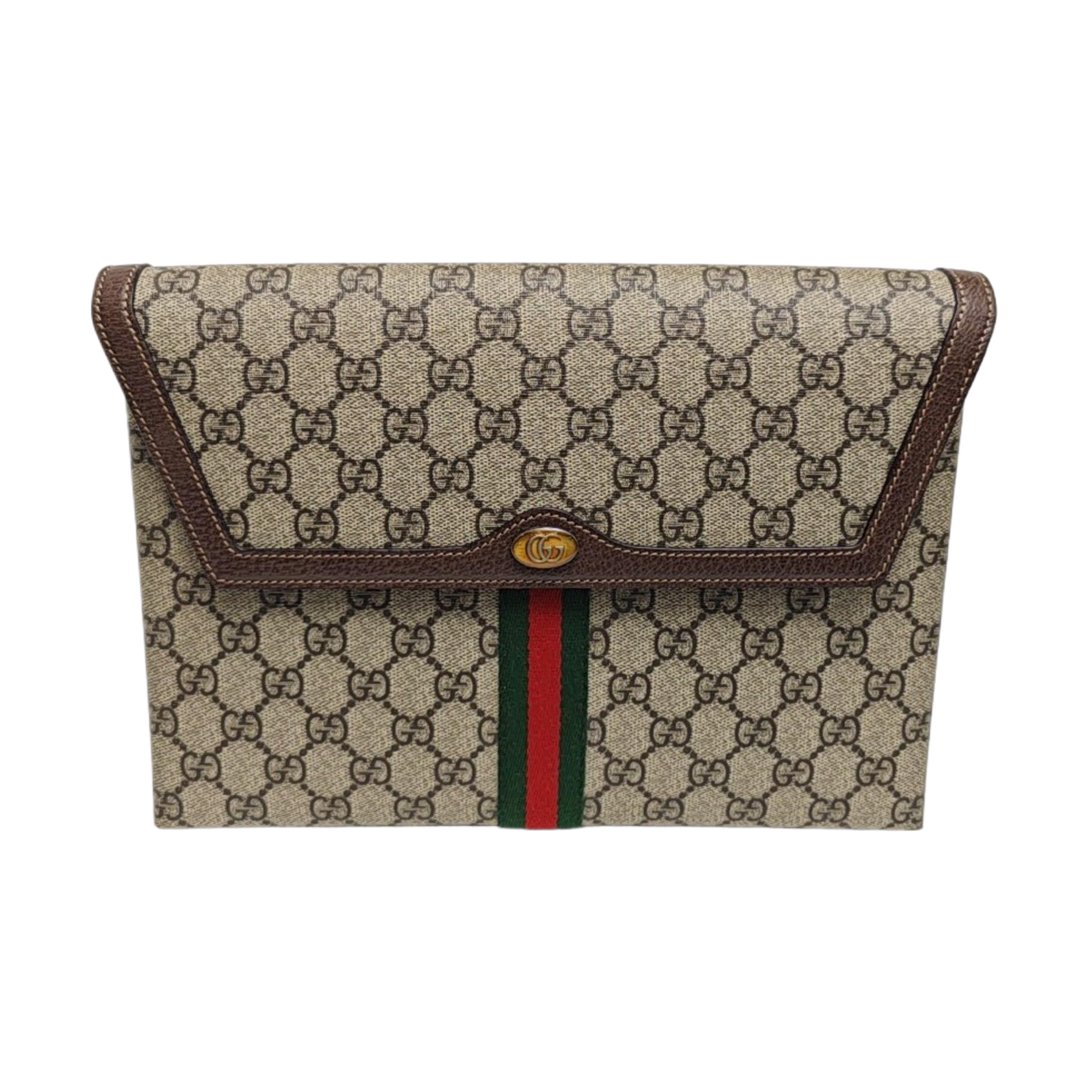 Monogram Coated Canvas Clutch Beige