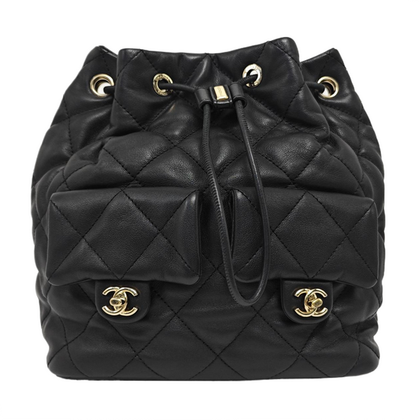 Quilted Lambskin Backpack Black