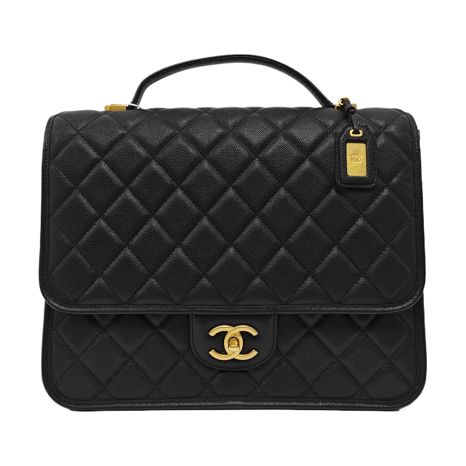 22K Quilted Grained Calfskin Black