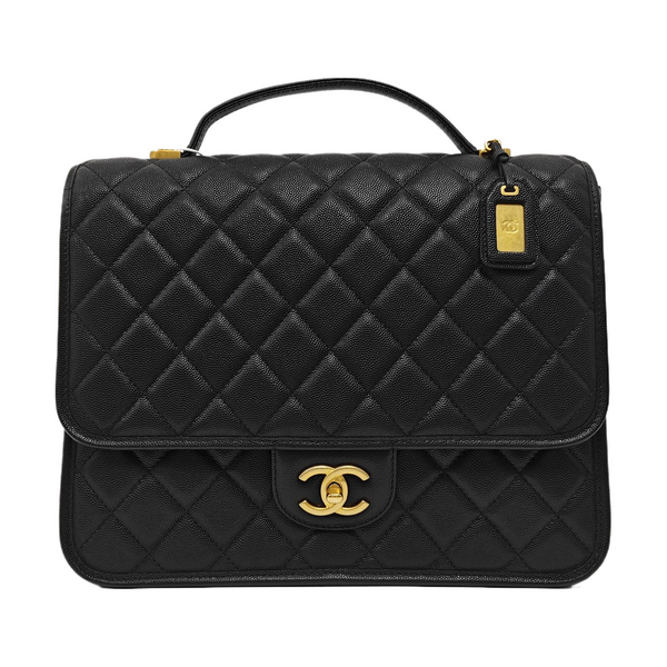 22K Quilted Grained Calfskin Black