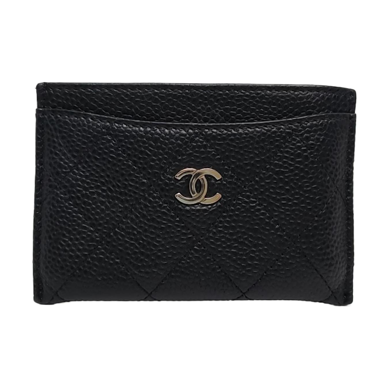 Authenticated pre-owned  CLASSIC FLAP Quilted Grained Calfskin Black Card Holder - Card Holder at Looply