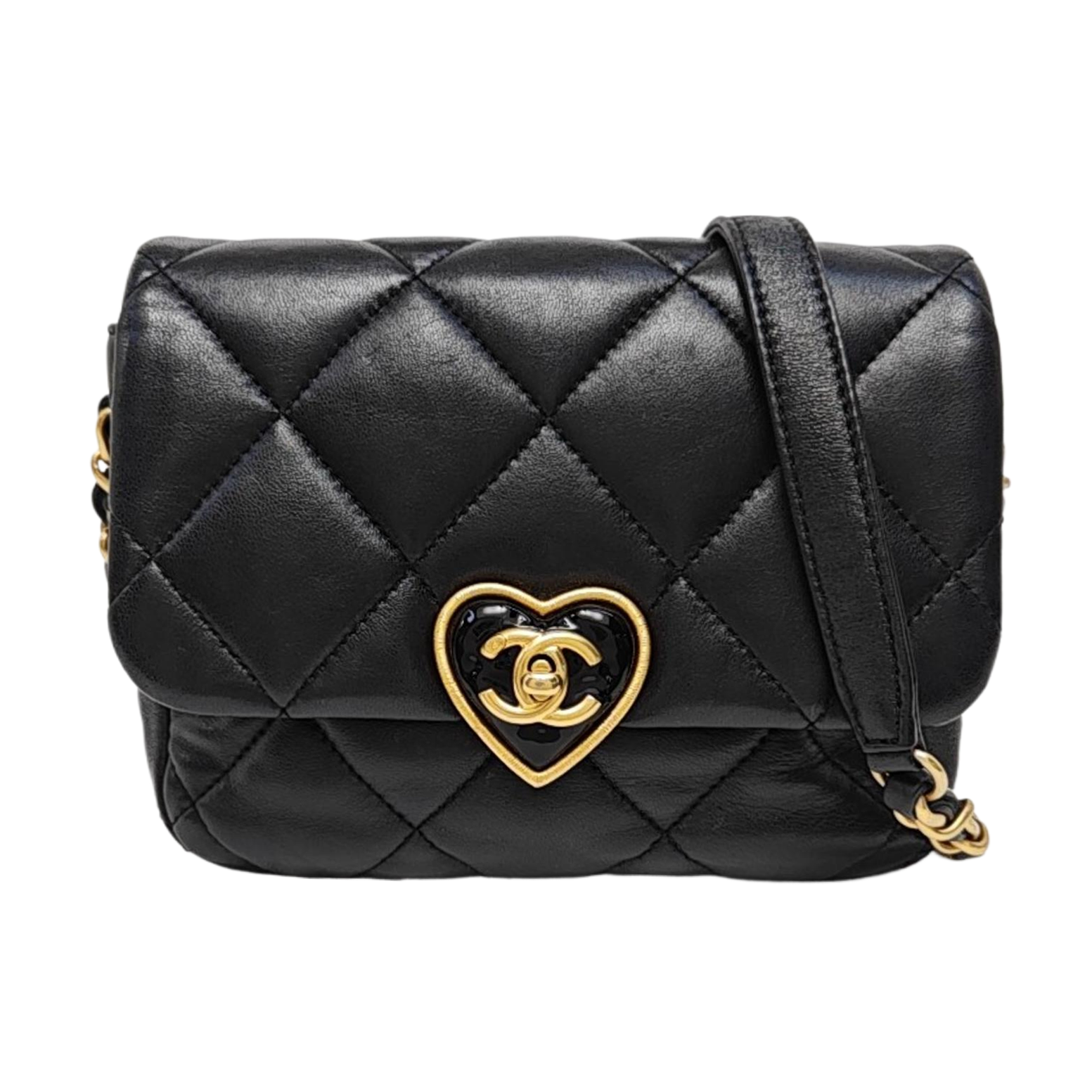 Quilted Lambskin Crossbody Bag Black
