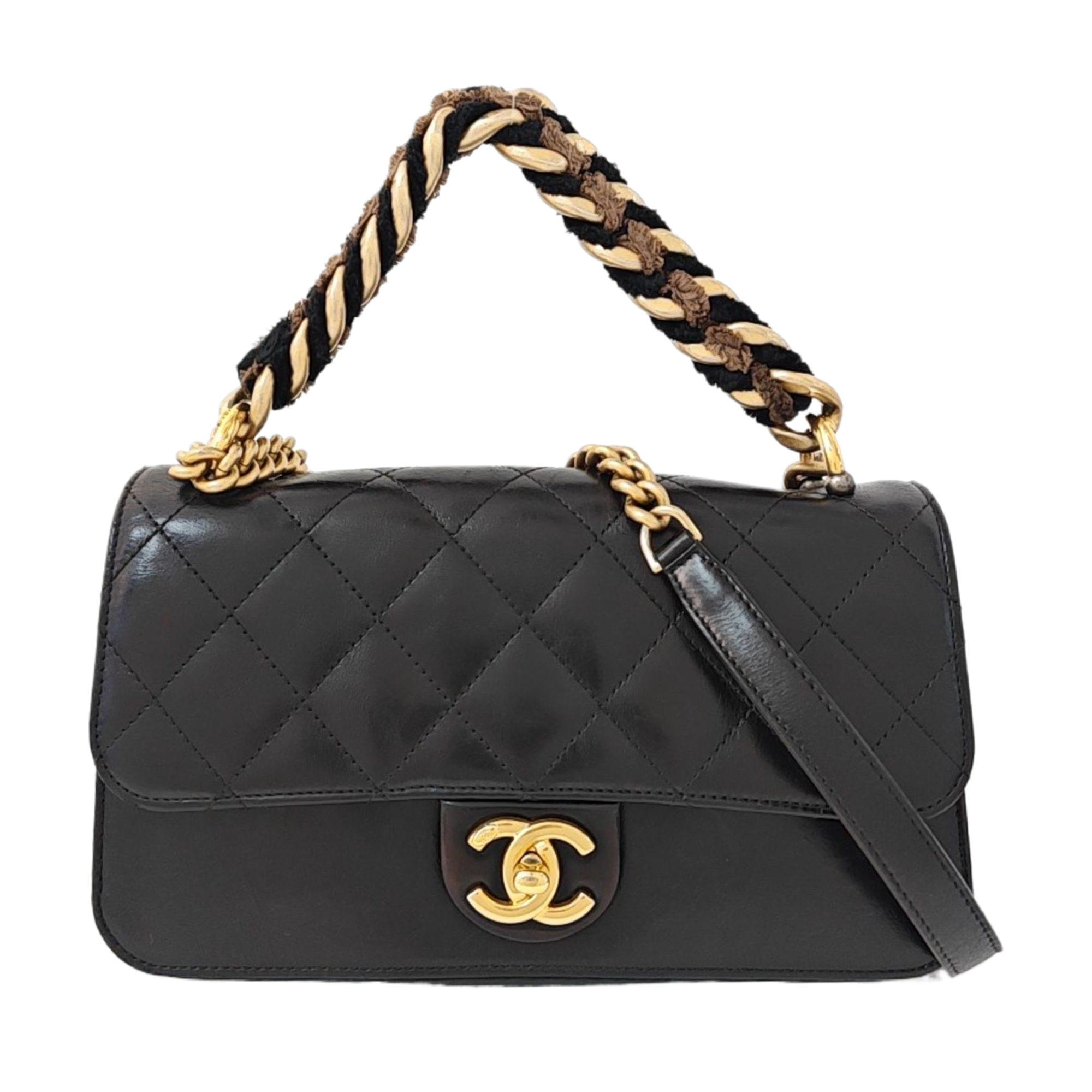Quilted Calfskin Shoulder Bag Black