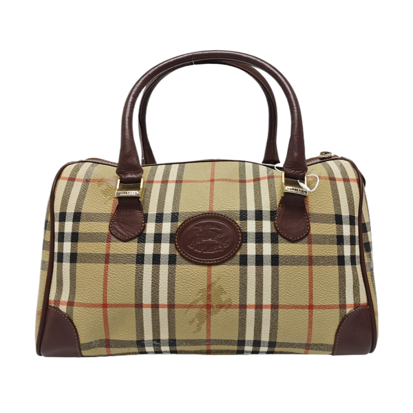 Coated Canvas Top Handle Bag Brown