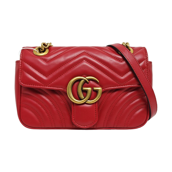 GG Marmont Small Quilted Calfskin Red