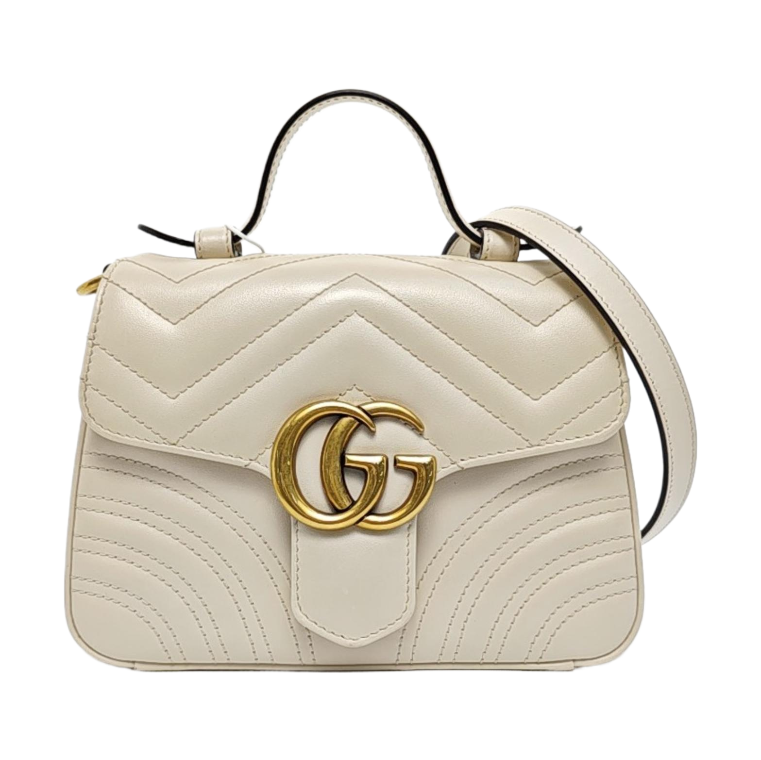 GG Marmont Mini Quilted Calfskin White
