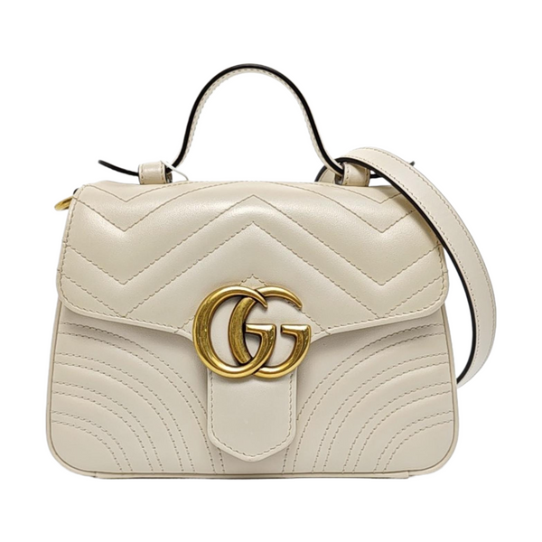 GG Marmont Mini Quilted Calfskin White
