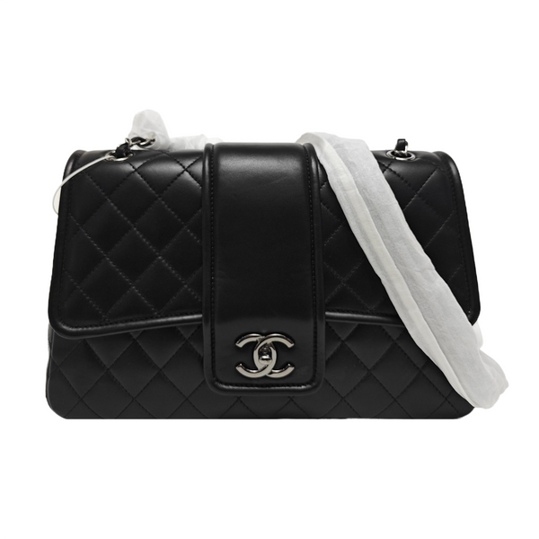Quilted Lambskin Shoulder Bag Large Black