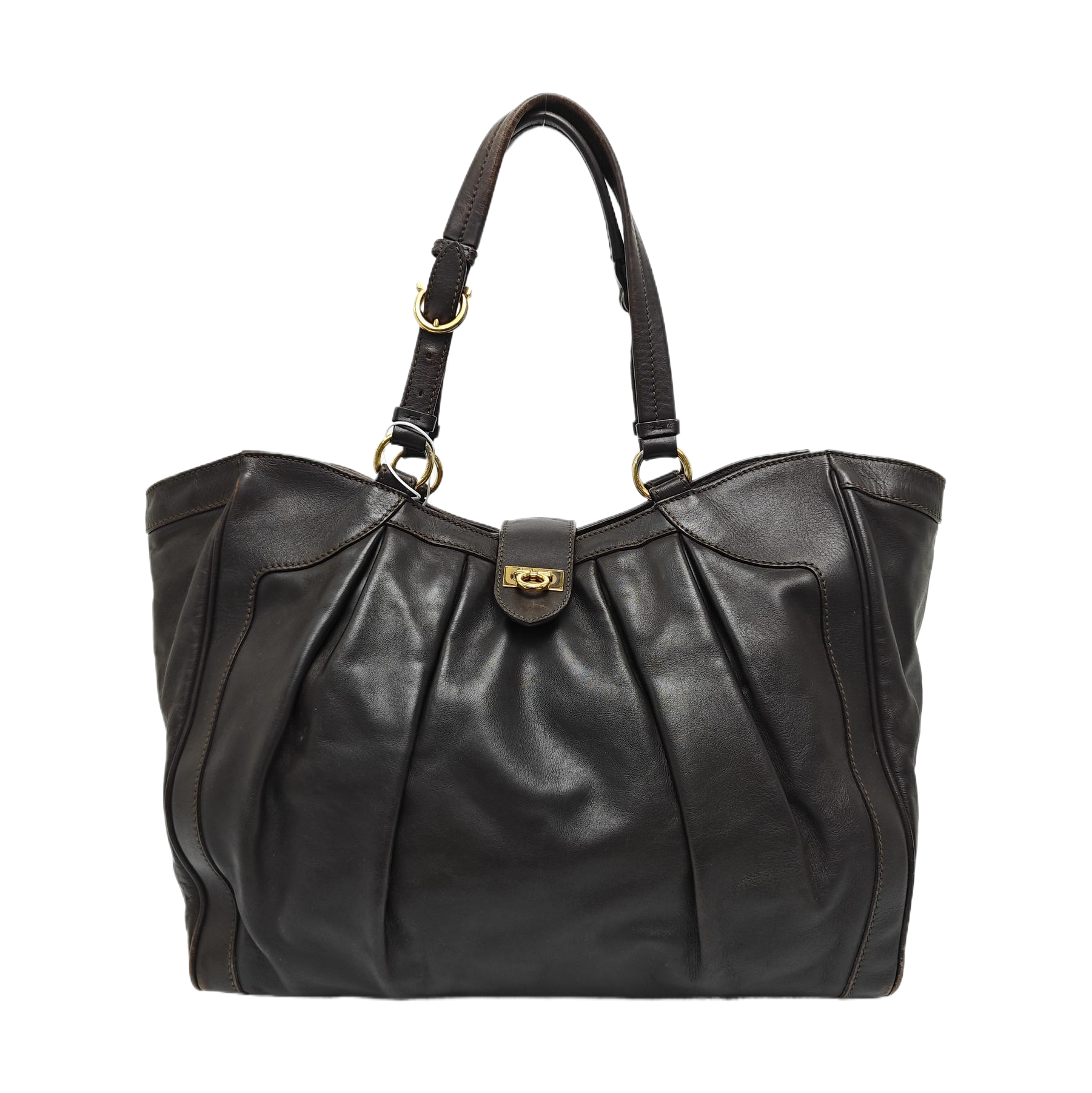 Calfskin Top Handle Bag Brown