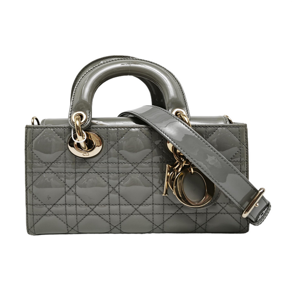 Lady D-Joy Cannage Patent Leather Gray