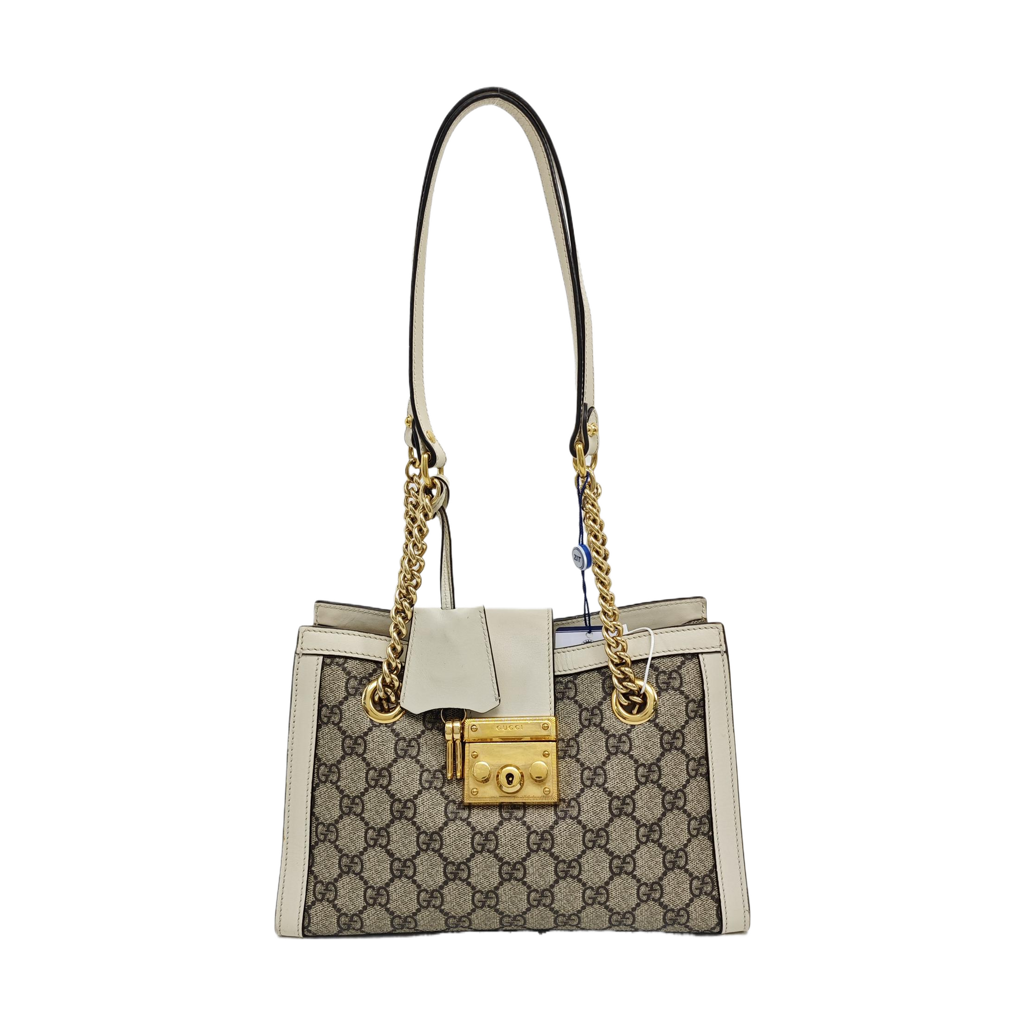 Padlock Small Monogram Coated Canvas Beige