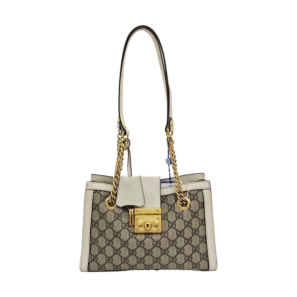 Padlock Small Monogram Coated Canvas Beige