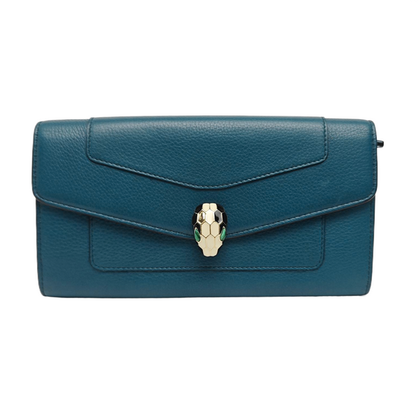 SERPENTI FOREVER Calfskin Blue Wallet