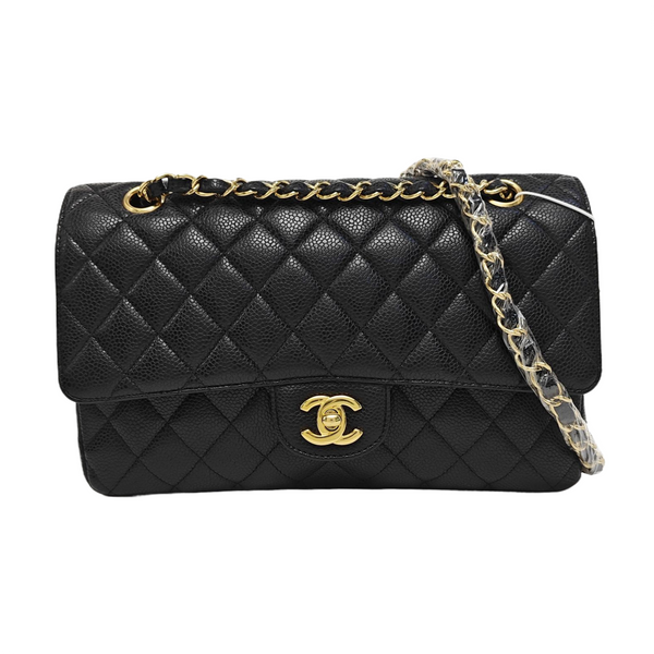 CLASSIC FLAP Medium Quilted Grained Calfskin Black