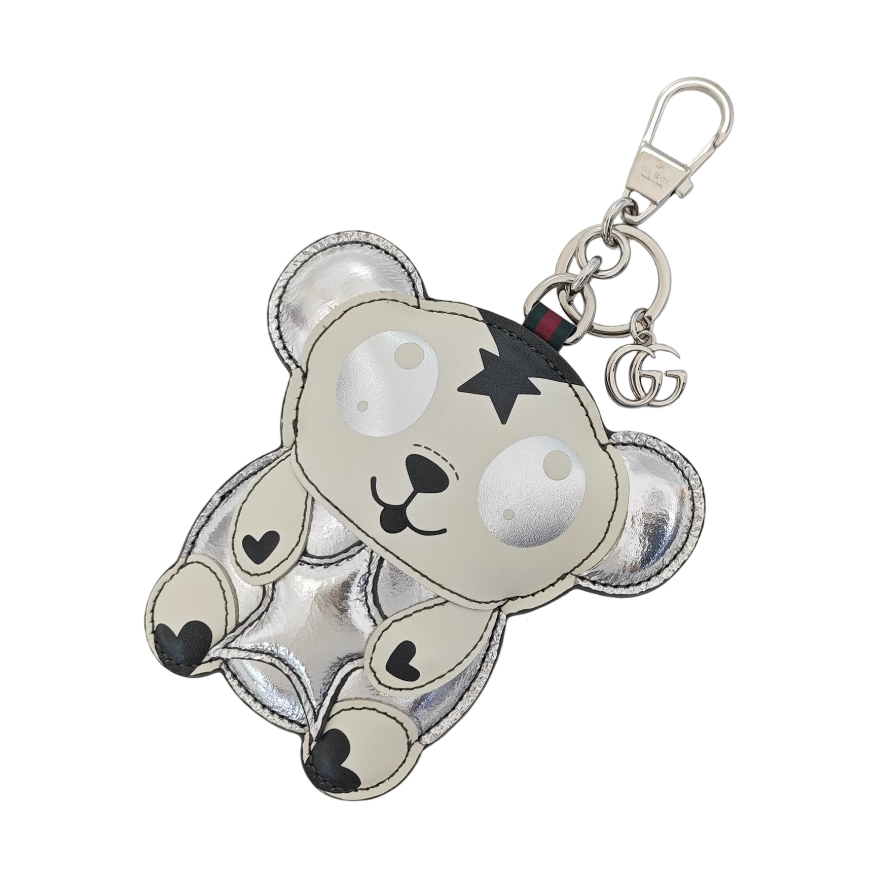 Leather Bag Charm Silver