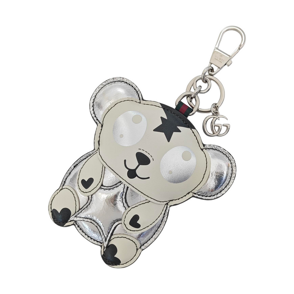 Leather Bag Charm Silver