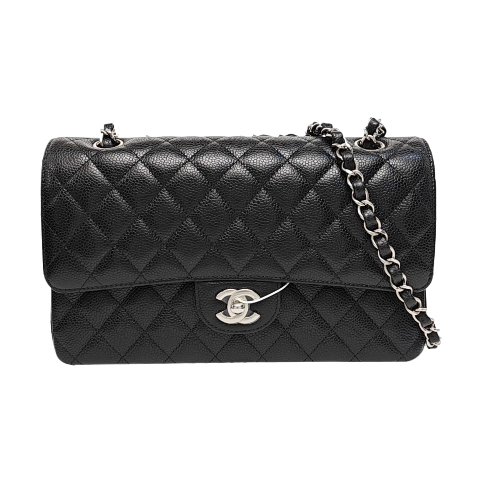 CLASSIC FLAP Small Quilted Grained Calfskin Black