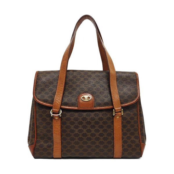 Coated Canvas Top Handle Bag Brown