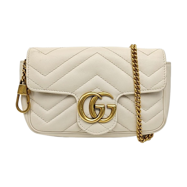 GG Marmont Mini Quilted Calfskin White