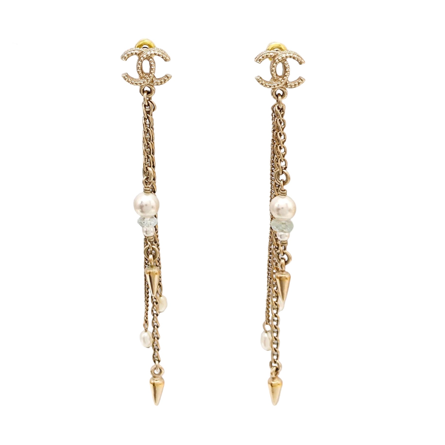 CC Logo Metal Gold Stud Earrings